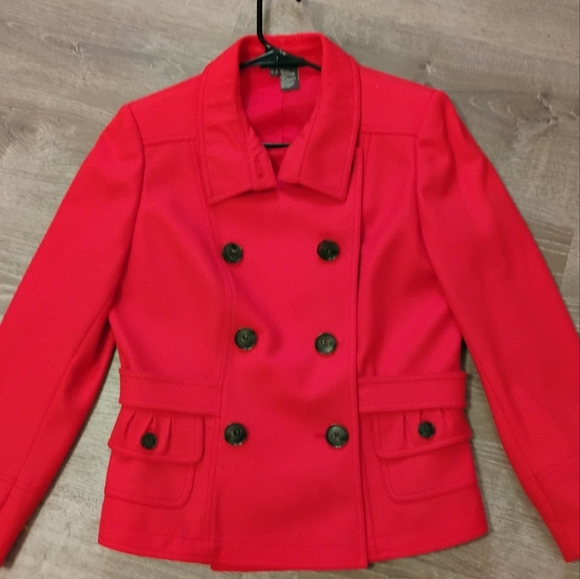 Per Se Red Wool Peacoat Jacket 8 Christmas Holiday Work Chic Classy Sophisticate - Picture 12 of 14